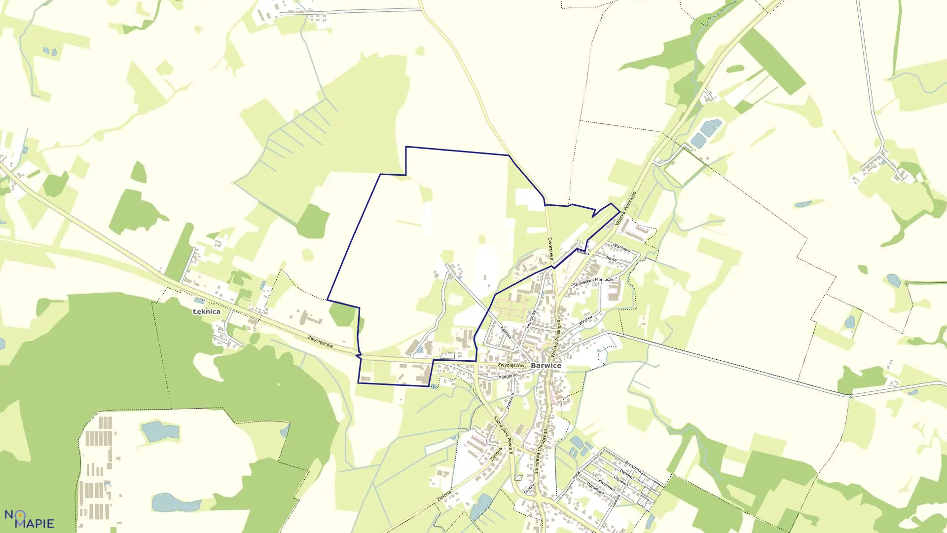 Mapa obrębu Barwice 01 w gminie Barwice