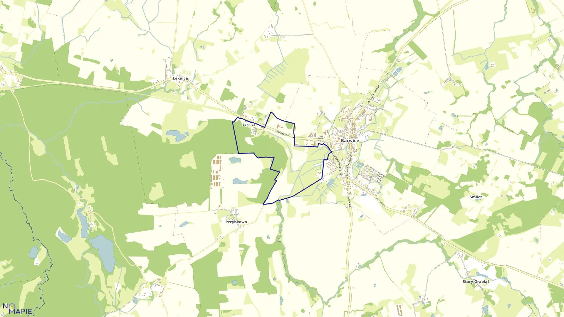 Mapa obrębu Barwice 02 w gminie Barwice