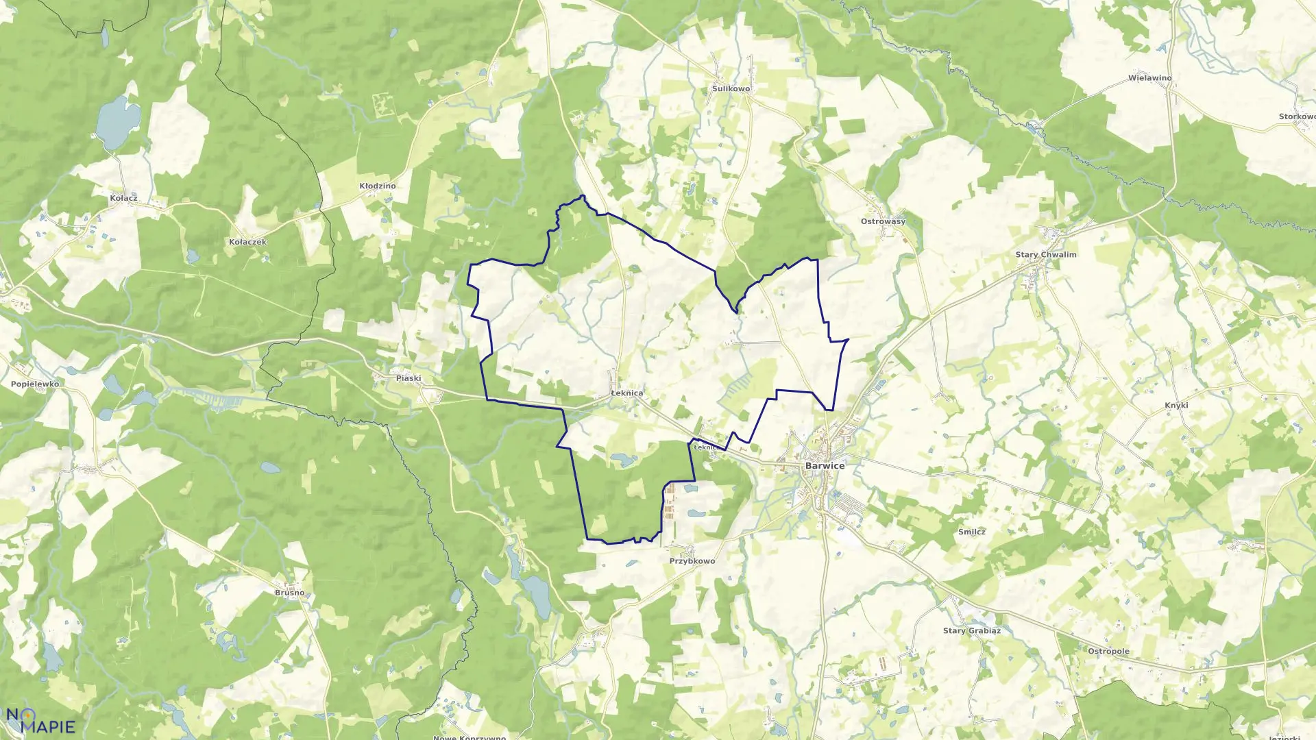 Mapa obrębu Łeknica w gminie Barwice