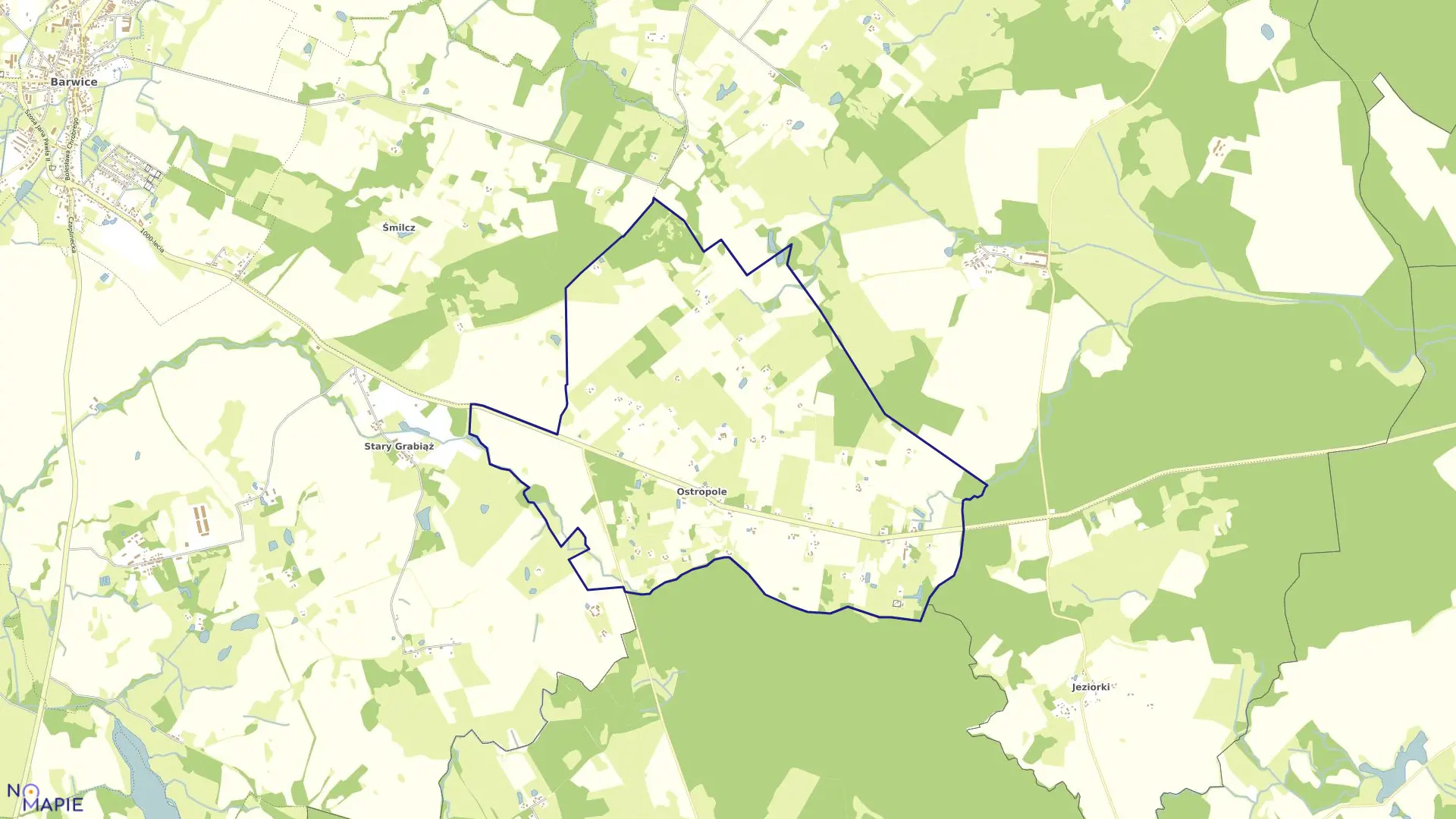 Mapa obrębu Ostropole w gminie Barwice