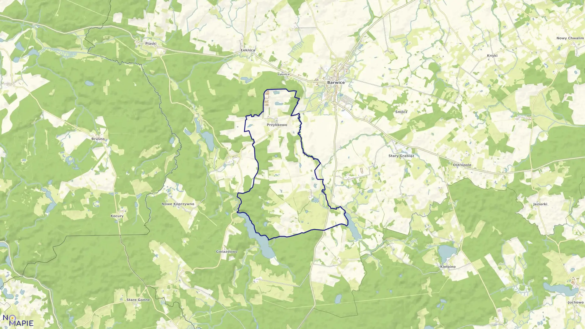 Mapa obrębu Przybkowo w gminie Barwice