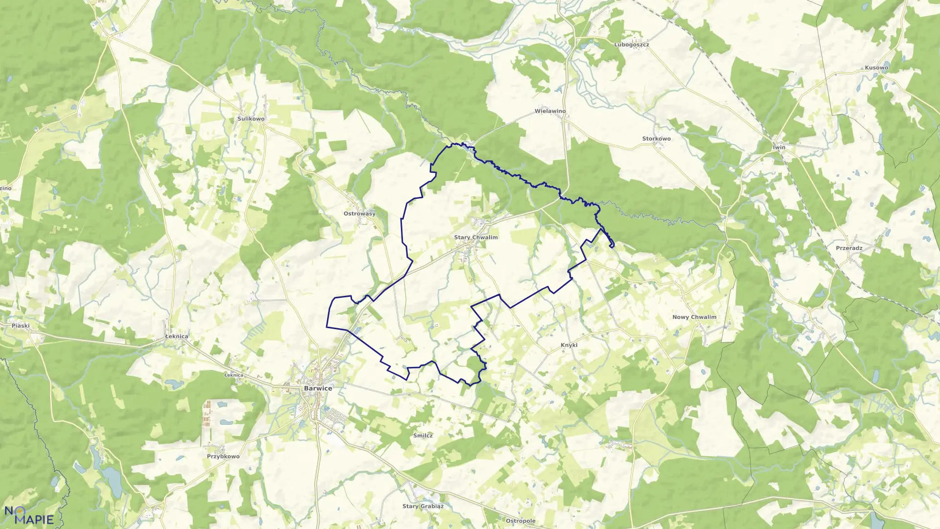 Mapa obrębu Stary Chwalim w gminie Barwice