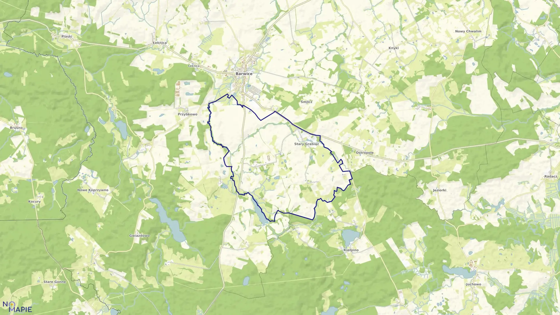 Mapa obrębu Stary Grabiąż w gminie Barwice