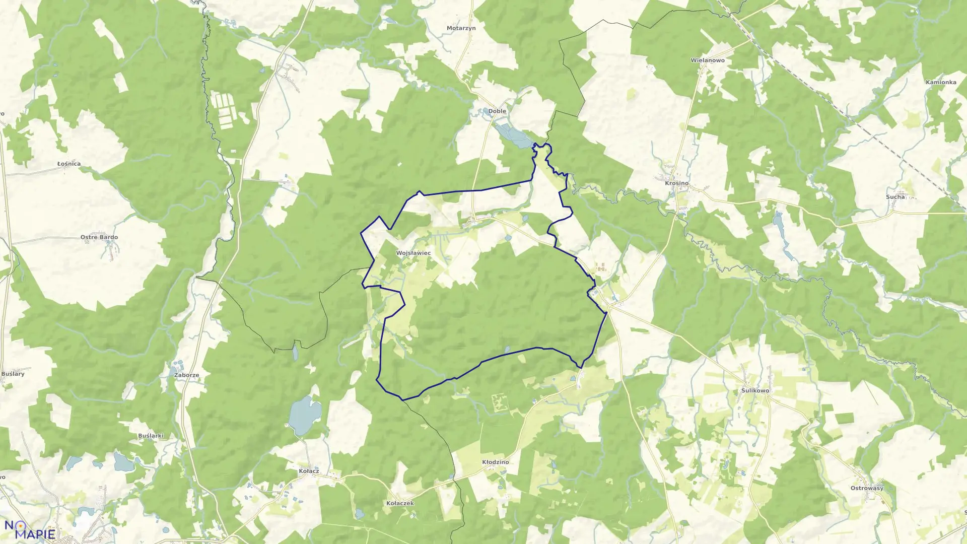 Mapa obrębu Wojsławiec w gminie Barwice